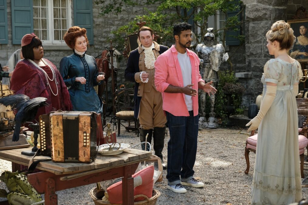 Danielle Pinnock, Rebecca Wisocky, Brandon Scott Jones, Utkarsh Ambudkar, and Rose McIver in 'Ghosts' Season 4