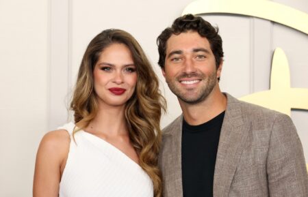 Kelsey Anderson and Joey Graziadei attend the 2024 Disney Upfront at Javits Center on May 14, 2024 in New York City.