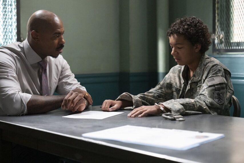 Mehcad Brooks as Det. Jalen Shaw and Colton Osorio as Anthony Turner — 'Law & Order' Season 24 Episode 5 "Report Card"