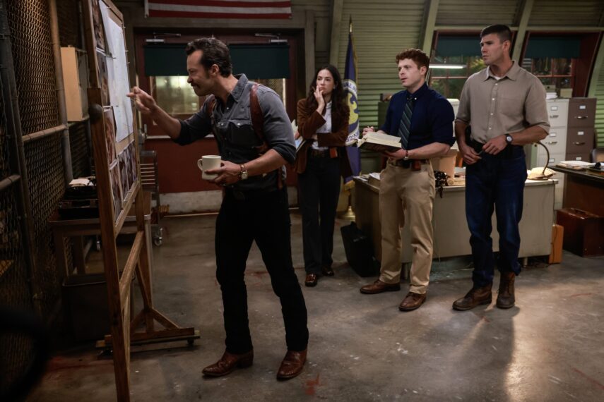 Kyle Schmid as Mike Franks, Mariel Molino as Cecilia “Lala” Dominguez, Caleb Foote as Bernard “Randy” Randolf, and Austin Stowell as Leroy Jethro Gibbs — 'NCIS: Origins' Season 1 Episode 5 "Last Rites"