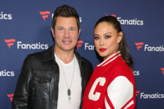 Nick Lachey and Vanessa Lachey attend Michael Rubin's Fanatics Super Bowl party at the Marquee Nightclub at The Cosmopolitan of Las Vegas on February 10, 2024 in Las Vegas, Nevada.