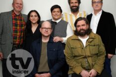 Sam Johnson, Sarah Naftlis, Mark Proksch, Harvey Guillen, Kayvan Novak, Matt Berry, and Paul Simms from 'What We Do in the Shadows' at NYCC 2024