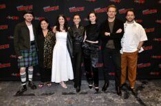 John Bell, Diana Gabaldon, Maril Davis, Sophie Skelton, Caitriona Balfe, Sam Heughan, and Richard Rankin at New York Comic Con 2024