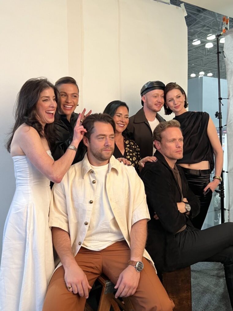 Maril Davis, Diana Gabaldon, Richard Rankin, John Bell, Sam Heughan, Sophie Skelton, and Caitriona Balfe for 'Outlander' at NYCC 2024