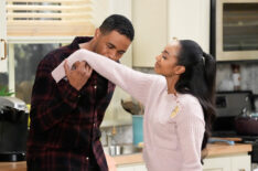 Damon Wayans, Jr. as Junior and Tetona Jackson as Nina in 'Poppa's House' Season 1 Episode 2 - 'Sleepover'