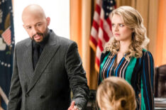 Jon Cryer as Lex Luthor and Andrea Brooks as Eve Teschmacher in 'Supergirl'