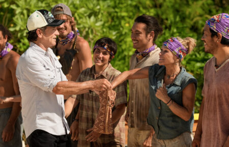 Jeff Probst, Kyle Ostwald, Teeny Chirichillo, Andy Rueda, Sue Smey, and Solomon “Sol” Yi in 'Survivor' Season 47 Episode 7 - 'Our Pickle on Blast'