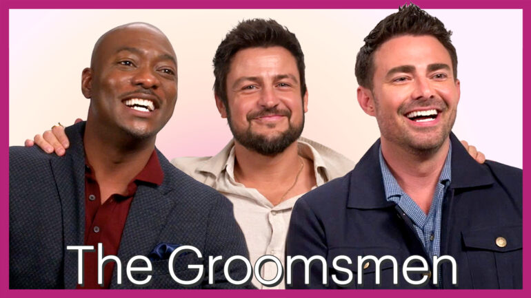 B.J. Britt, Tyler Hynes, and Jonathan Bennett promoting 'The Groomsmen'