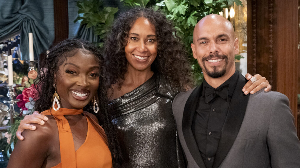 Loren Lott, Chene Lawson, and Bryton James on set of 'The Young and the Restless'