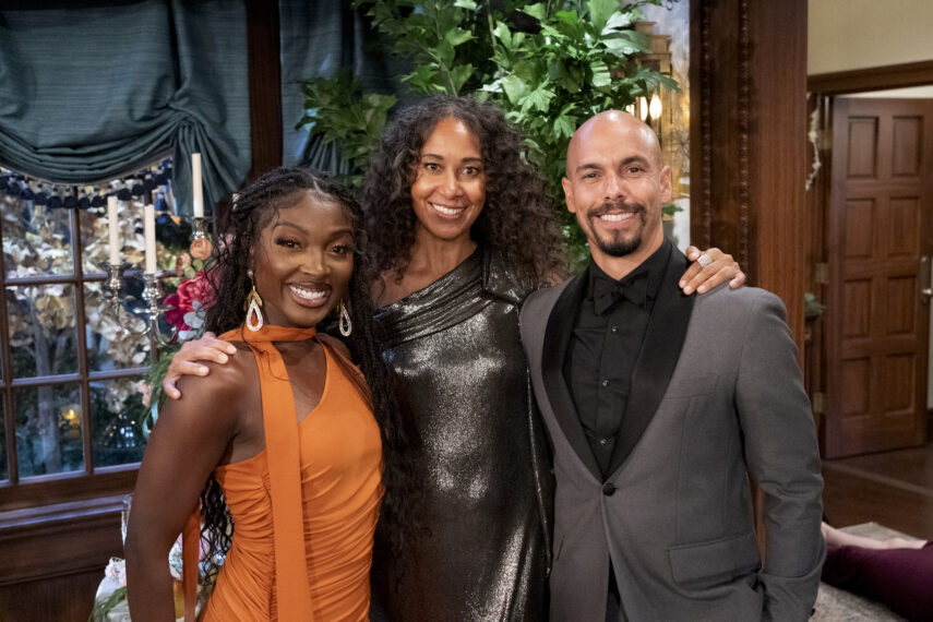 Loren Lott, Chene Lawson, and Bryton James on set of 'The Young and the Restless'