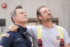 Peter Krause as Bobby and Callum Blue as Brad — '9-1-1' Season 8 Episode 7 'Hotshots'