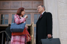 Carrie Preston as Elsbeth Tascioni and Michael Emerson as Judge Milton Crawford in Elsbeth - 'One Angry Woman'