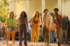 Madelyn Cline as Sarah Cameron, Carlacia Grant as Cleo, Madison Bailey as Kiara, Chase Stokes as John B, Jonathan Daviss as Pope in Outer Banks Season 4