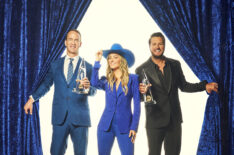 Peyton Manning, Lainey Wilson, and Luke Bryan of the 58th Annual CMA Awards