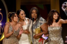 Adrienne Bailon, Tamera Mowry, Loni Love, and Jeannie Mai, winners of Outstanding Entertainment Talk Show Host for 'The Real', accept award onstage during the 45th annual Daytime Emmy Awards