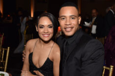 Grace Gealey and Trai Byers attend BET Presents the American Black Film Festival Honors on February 17, 2017 in Beverly Hills, California.