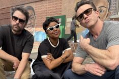 Charlie Day, Quinta Brunson, and Rob McElhenney behind the scenes of 'Abbott Elementary's crossover with 'It's Always Sunny in Philadelphia'