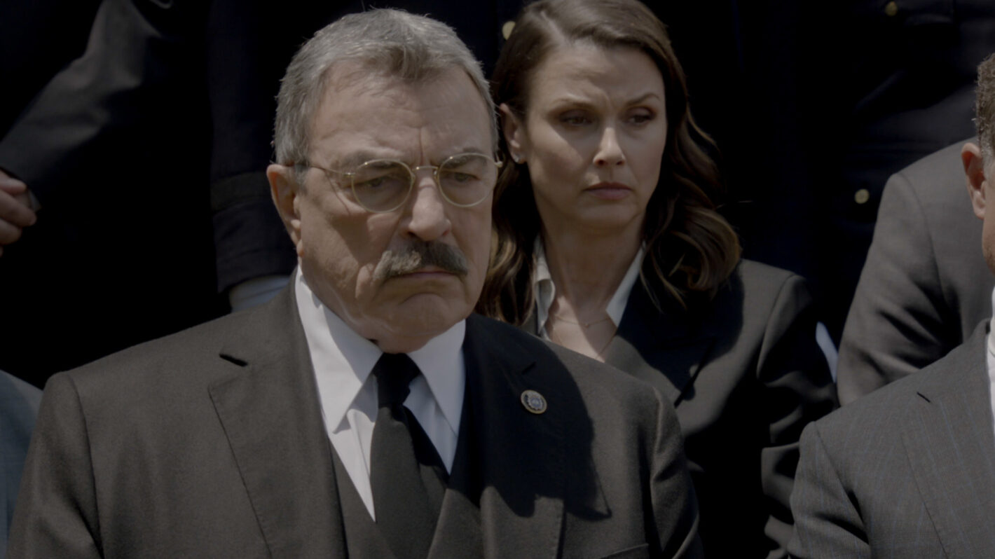 Tom Selleck as Frank Reagan and Bridget Moynahan as Erin Reagan Boyle in Blue Bloods - 'End of Tour'