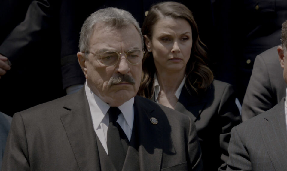 Tom Selleck as Frank Reagan and Bridget Moynahan as Erin Reagan Boyle in Blue Bloods - 'End of Tour'