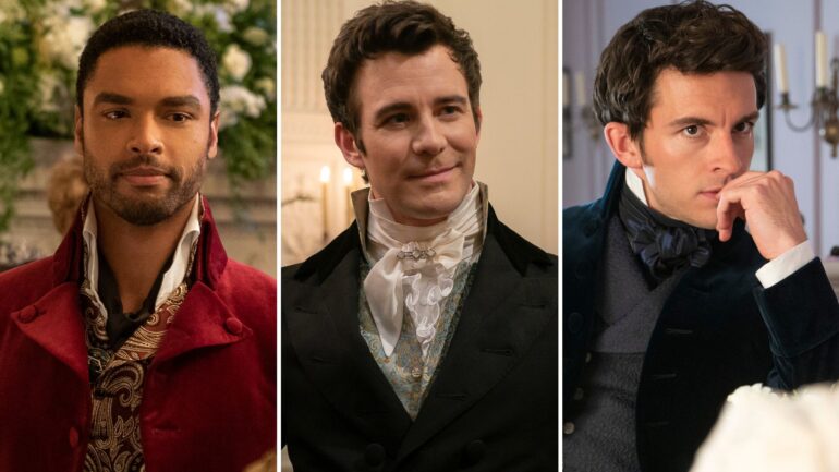 Rege-Jean Page as Simon, Luke Thompson as Benedict, and Jonathan Bailey as Anthony for 'Bridgerton'