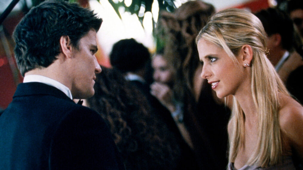 David Boreanaz as Angel and Sarah Michelle Gellar as Buffy Summers in 'Buffy the Vampire Slayer'