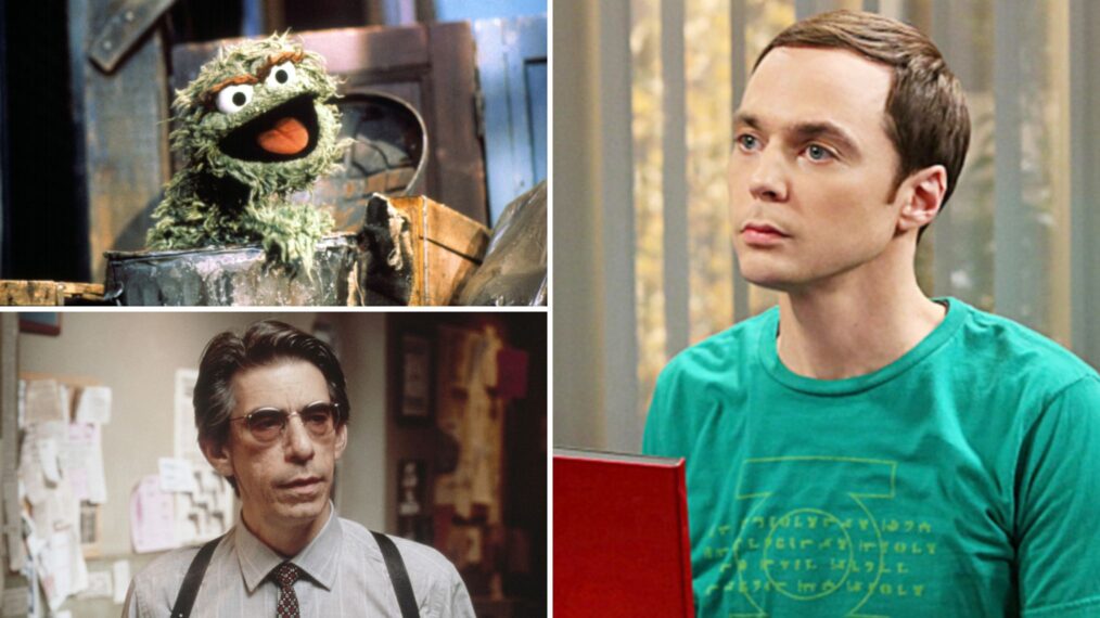 Oscar the Grouch in 'Sesame Street,' Jim Parsons as Sheldon Cooper in 'The Big Bang Theory,' and NBC/Courtesy: Everett Collection