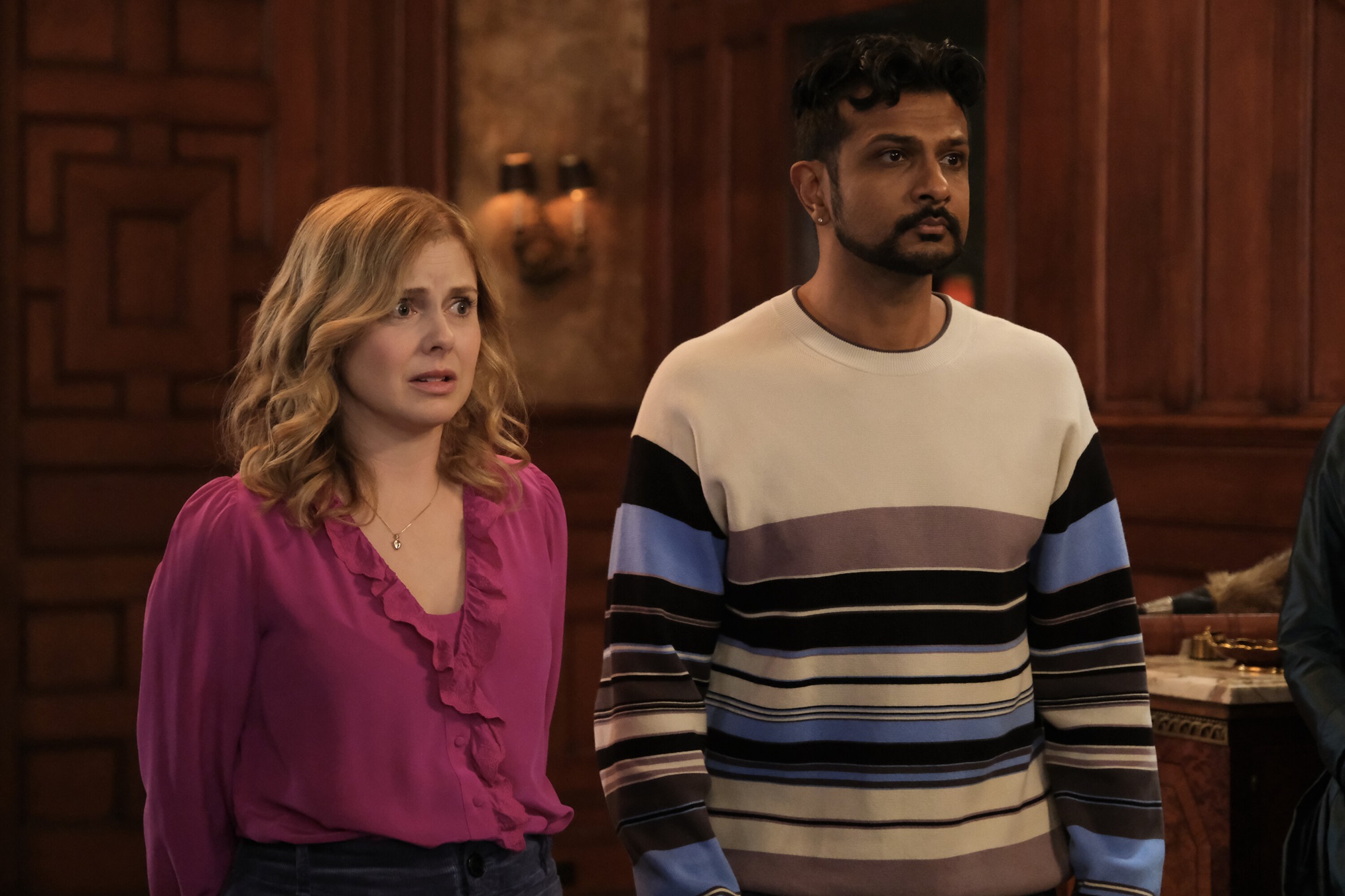 Rose McIver and Utkarsh Ambudkar in'