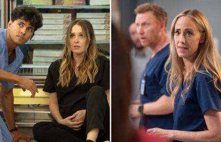 Niko Terho as Lucas Adams, Camilla Luddington as Jo Wilson, Kevin McKidd as Owen Hunt, and Kim Raver as Teddy Altman on 'Grey's Anatomy'