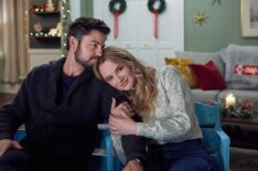 Hunter King and Tyler Hynes in 'Holiday Touchdown: A Chiefs Love Story'