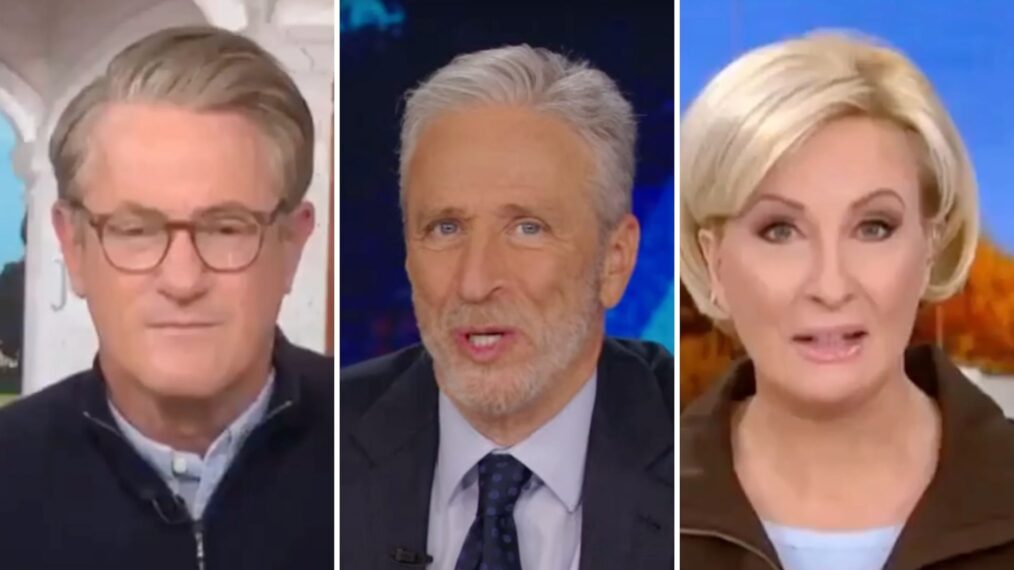 Joe Scarborough, Jon Stewart, and Mika Brzezinski