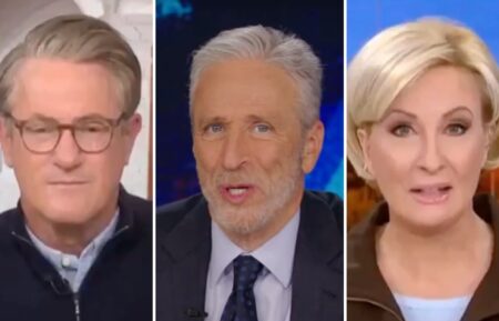 Joe Scarborough, Jon Stewart, and Mika Brzezinski