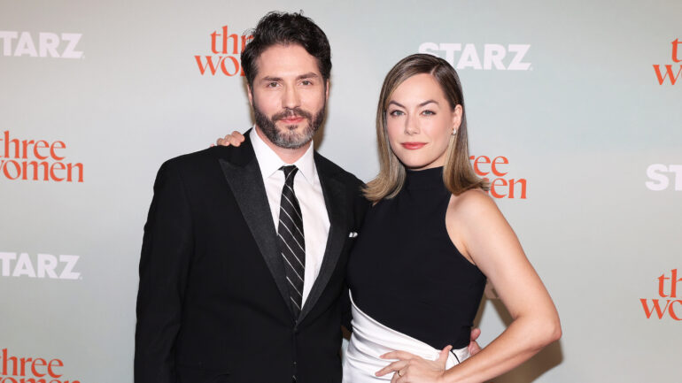 John Patrick Amedori and Annika Noelle attend STARZ's "Three Women" New York Premiere at The Times Center on September 09, 2024 in New York City.