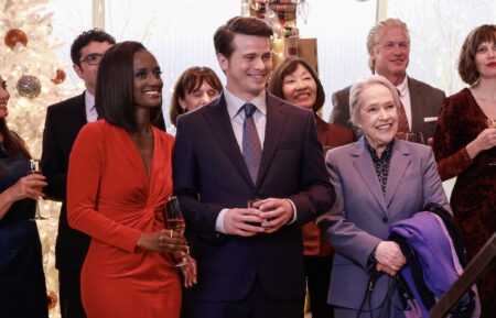 Skye P. Marshall as Olympia, Jason Ritter as Julian, and Kathy Bates as Matty in 'Matlock' Season 1 Episode 7 - 'Belly of the Beast'