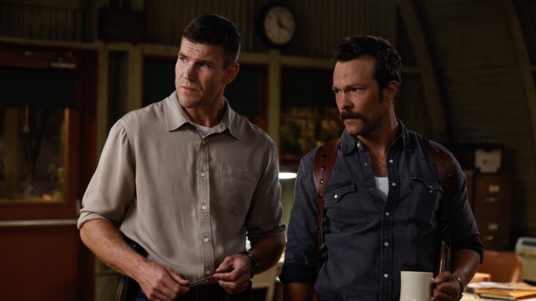 Austin Stowell as Leroy Jethro Gibbs and Kyle Schmid as Mike Franks — 'NCIS: Origins' Season 1 Episode 5 