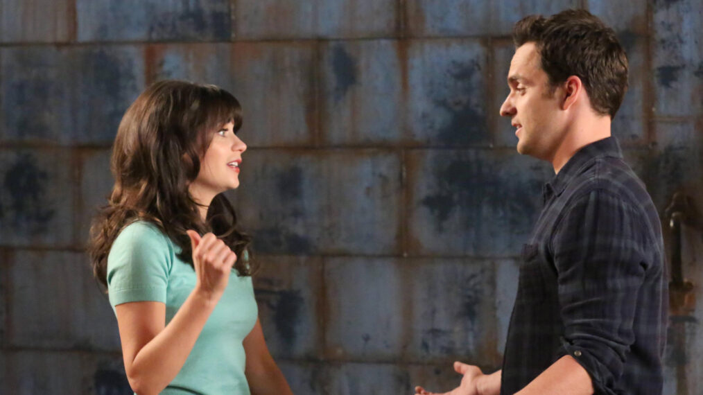 Zooey Dechanel as Jess Day and Jake Johnson as Nick Miller on 'New Girl'