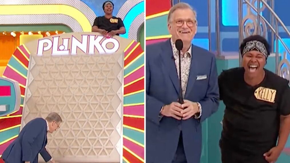 Price is Right Drew Carey and Plinko contestant