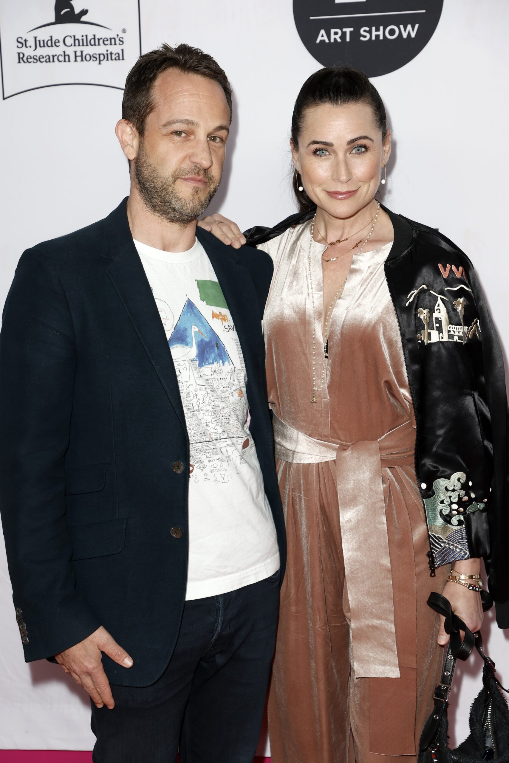 Sanford Bookstaver and Rena Sofer attend the LA Art Show Opening Night Premiere Party Benefiting St. Jude hosted by Kaia Gerber at Los Angeles Convention Center on January 19, 2022 in Los Angeles, California.