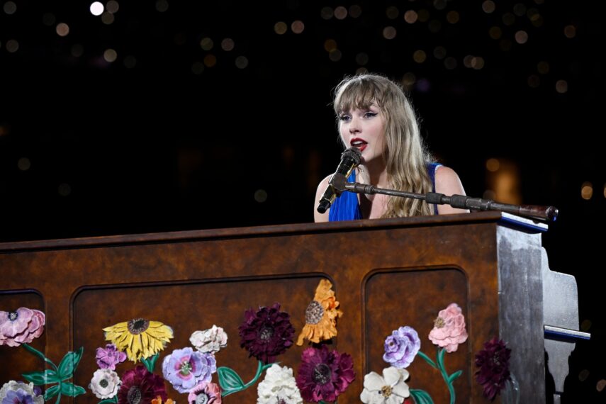 Taylor Swift performs on stage during "Taylor Swift | The Eras Tour" at Johan Cruijff Arena on July 05, 2024 in Amsterdam, Netherlands.