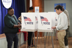 Cedric The Entertainer as Calvin and Max Greenfield as Dave in 'The Neighborhood' Season 7 Episode 3 - 'Welcome to the Vote'