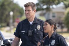 Nathan Fillion as Nolan and Lisseth Chavez as Celina — 'The Rookie' Season 7