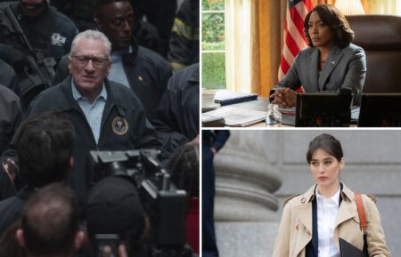 Robert De Niro as George Mullen, Angela Bassett as President Mitchell, and Lizzy Caplan as Alexandra Mullen — 'Zero Day'