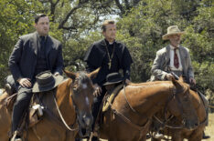 Ross Crain as Marshall Thomas, Sebastian Roche as Father Renaud, and James McShane as Marshall Kent in '1923' Season 2 Episode 1