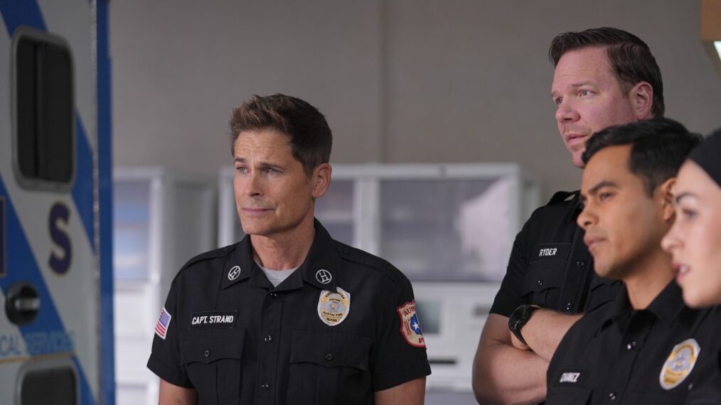 Rob Lowe, Jim Parrack, Julian Works, and Natacha Karam in the 