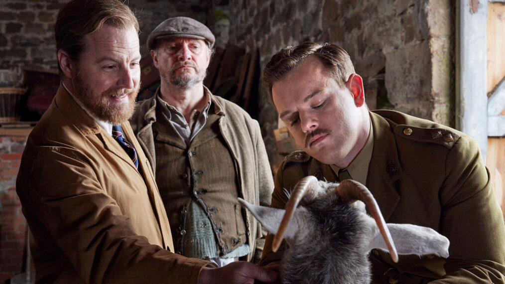 Siegfried Farnon (Samuel West) and Tristan Farnon (Callum Woodhouse) in All Creatures Great and Small - Season 5