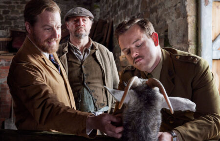 Siegfried Farnon (Samuel West) and Tristan Farnon (Callum Woodhouse) in All Creatures Great and Small - Season 5