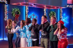 Holly Robinson Peete, Aaron Newman, Sophia Bush, Corey D. Samuels, Lil Rel Howery, Stephen Joo, Eric McCormack and Christine Blandino in the “Home Alone” in the Celebrity Holiday Bricktacular episode of Lego Masters