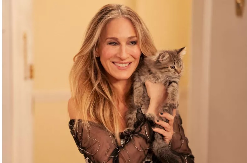 Carrie Bradshaw (Sarah Jessica Parker) and Shoe (Lotus). 