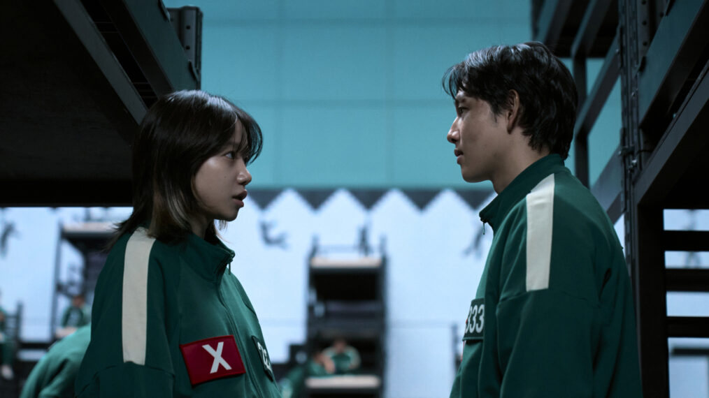 Jo Yu-ri as Kim Jun-hee, Yim Si-wan as Lee Myung-gi in Squid Game S2