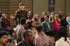 Chris Perfetti, Quinta Brunson, Sheryl Lee Ralph, and Lisa Ann Walter in 'Abbott Elementary's crossover with 'It's Always Sunny in Philadelphia'