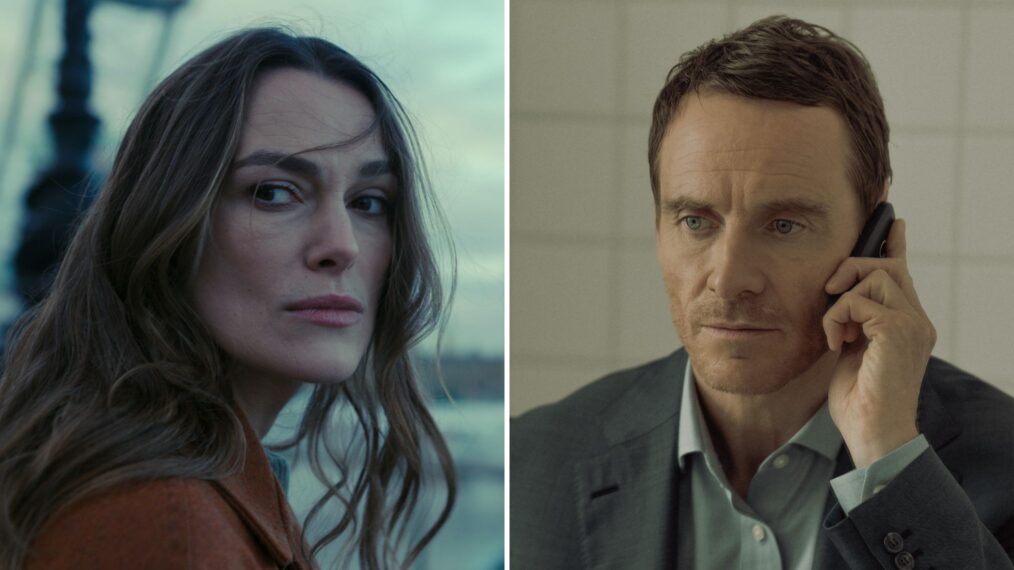 Keira Knightley in 'Black Doves,' and Michael Fassbender in 'The Agency'